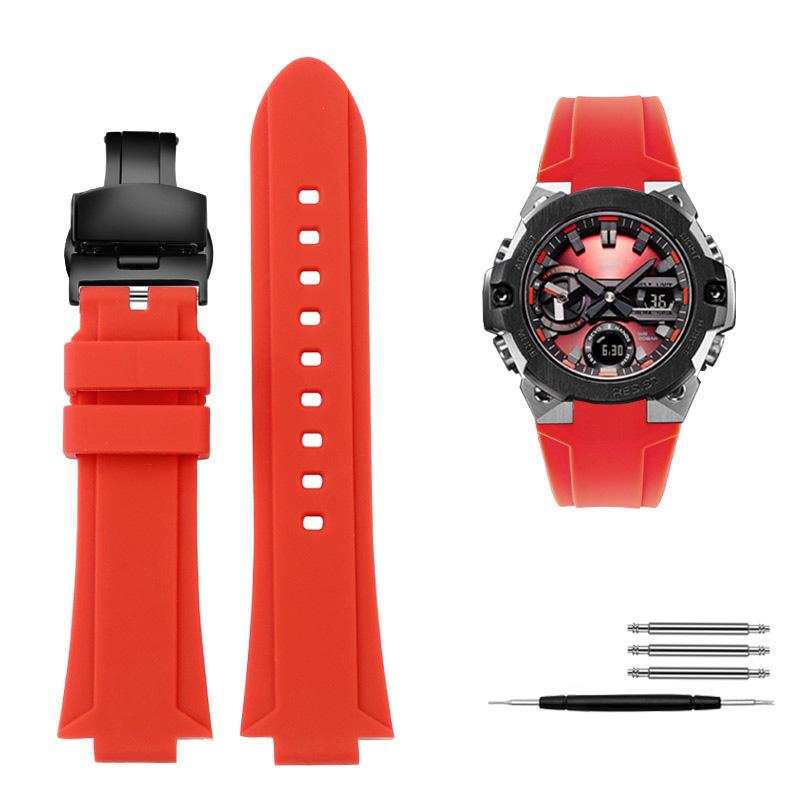 Classic Convex Mouth Silicone Watchband For Casio G-SHOCK Steel Heart GST-B400 Men's Sports Waterproof Rubber Strap Bracelet Accessories