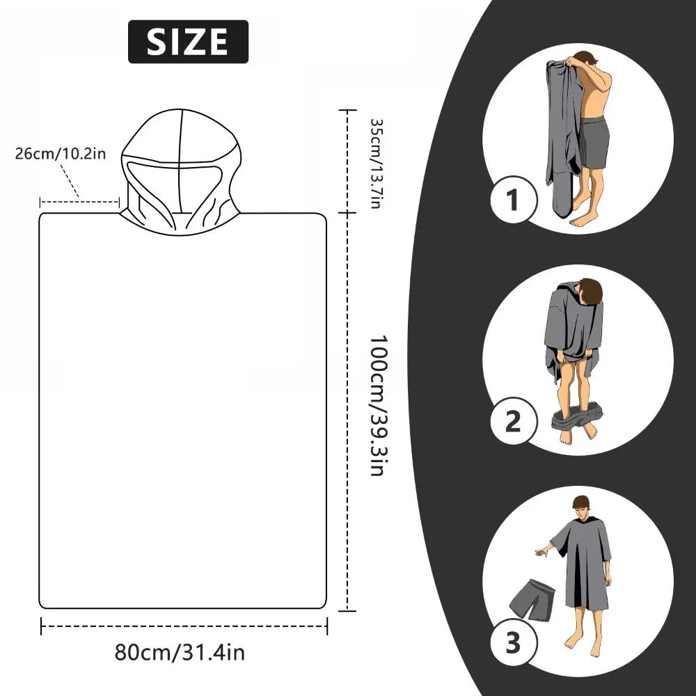80*100см Быстросохнущий Плащ с Принтом Микрофибра Замша Носимый Взрослый Серф Переодевалка Пончо С Капюшоном Пляжное Полотенце для Женщин