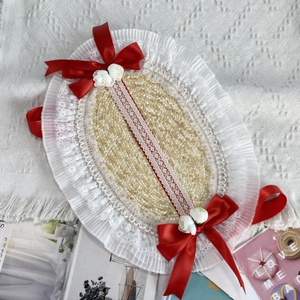 Пляжная шляпа с оборками и кружевом, шляпа с плоским верхом для элегантного чаепития, принцесса, пляж, отдых на открытом воздухе