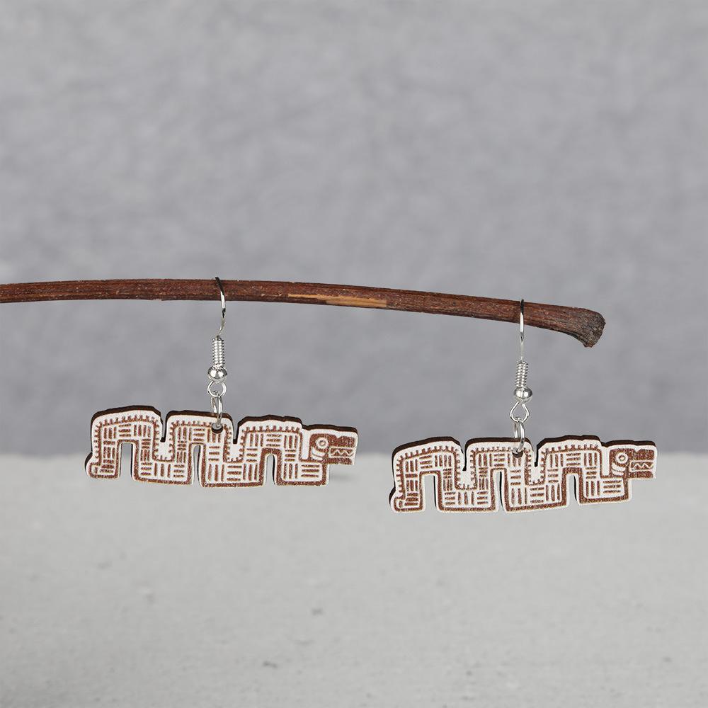 Новые деревянные именные серьги и аксессуары с изображением животных майя