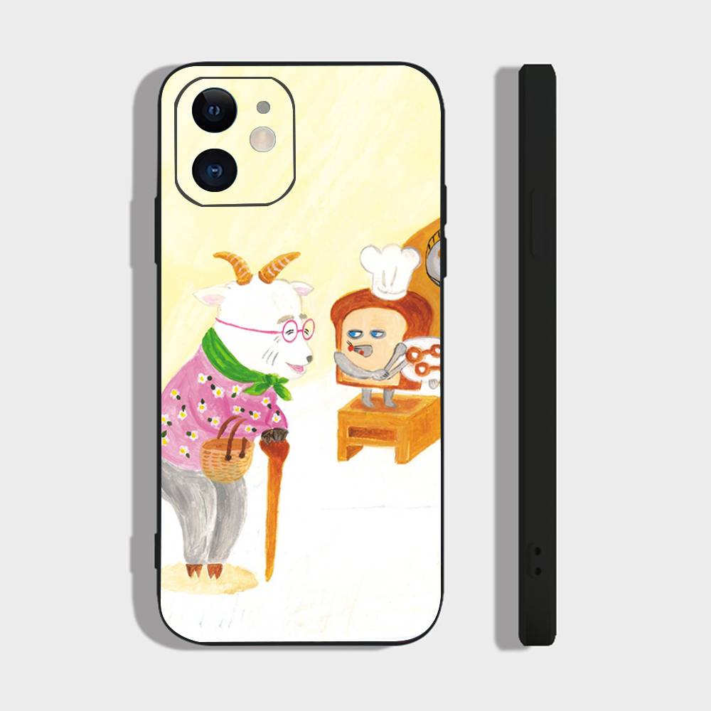 Чехол для телефона P-Picture Book Bread для IPhone 17 Air 16 15 14 13 Pro Max 11 12 Черный силиконовый чехол