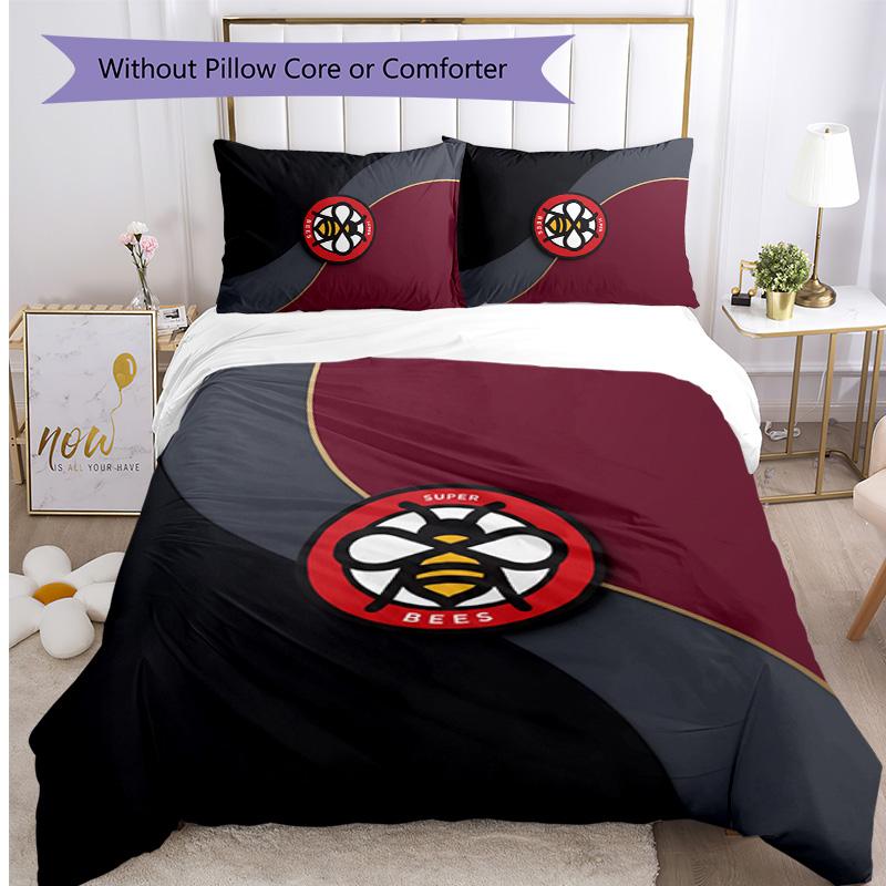 Brentford Football Printed 3 Pieces Bedding Set, Comfortable Skin Friendly Bedroom Duvet Cover Set