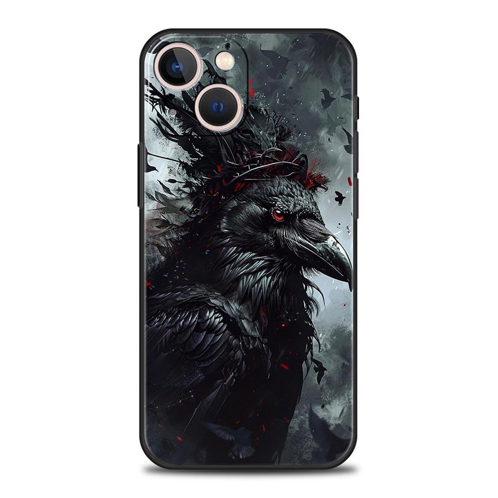 Черный Ворон Чехол для Телефона для iPhone 17 16 15 14 13 12 11 Pro Max 17 Air Plus Ударопрочный Мягкий ТПУ Чехол Fundas Capa Coque Сумка