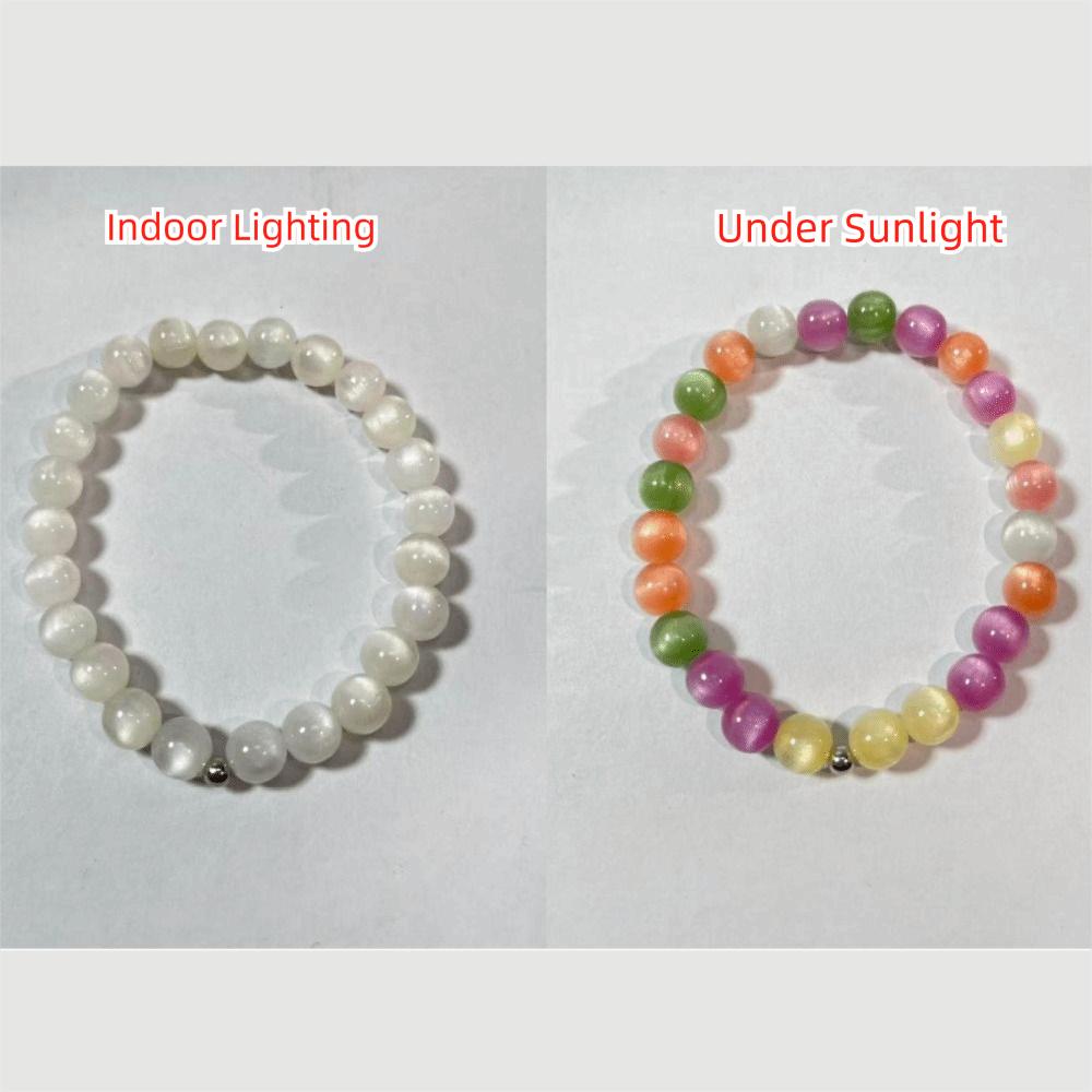 UV Reactive Beaded Necklace Bracelet Set Cat Eye UV Reactive Choker Daily Wear