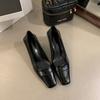 Весна 2025 женские туфли-лодочки на шпильке французский ретро-стиль однотонные с квадратным мыском повседневный стиль французские высокие каблуки женская верхняя одежда