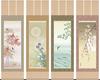 Hanging Scroll Ito Seasons Flowers and Birds Paulownia Box Tatami Paper Storage with Windshield Tokonoma Scroll/hanging Keizan/Four (4 Widths)