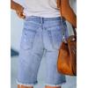 Plus Size Women's Casual Washed Blue Denim Shorts