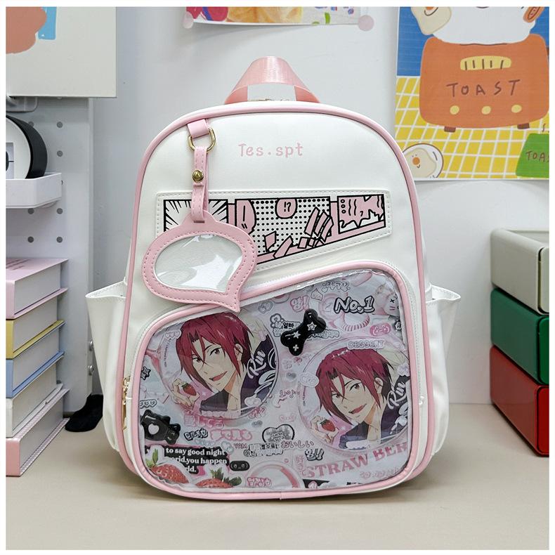 Men's and Women's Comic Pain Bag Girl's Style Student Versatile Single Shoulder Portable Messenger Bag Millet JK Class Transparent Schoolbag