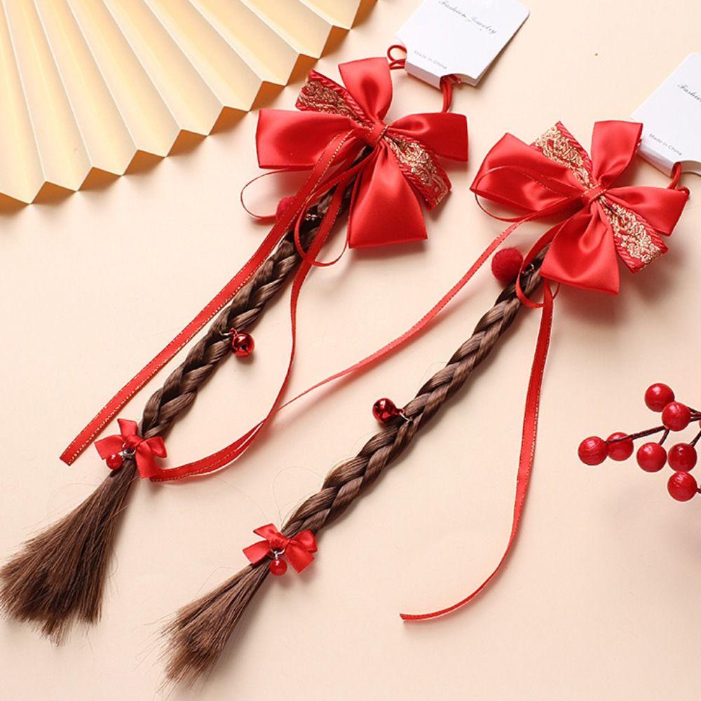 Tassel Hanfu Red Hairpin Bow New Year Headwear Hair Accessories Children Braided Ponytail