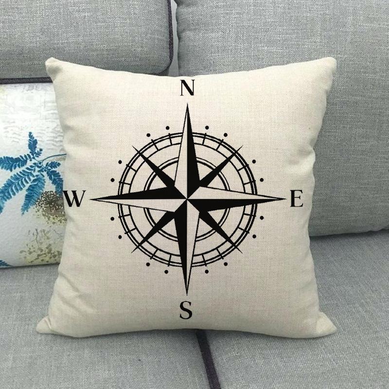 Nautical Elements: Rudder And Compass Digital Printing Short Plush Pillow Covers For Car Sofa Office Cushion Cover Home Goods