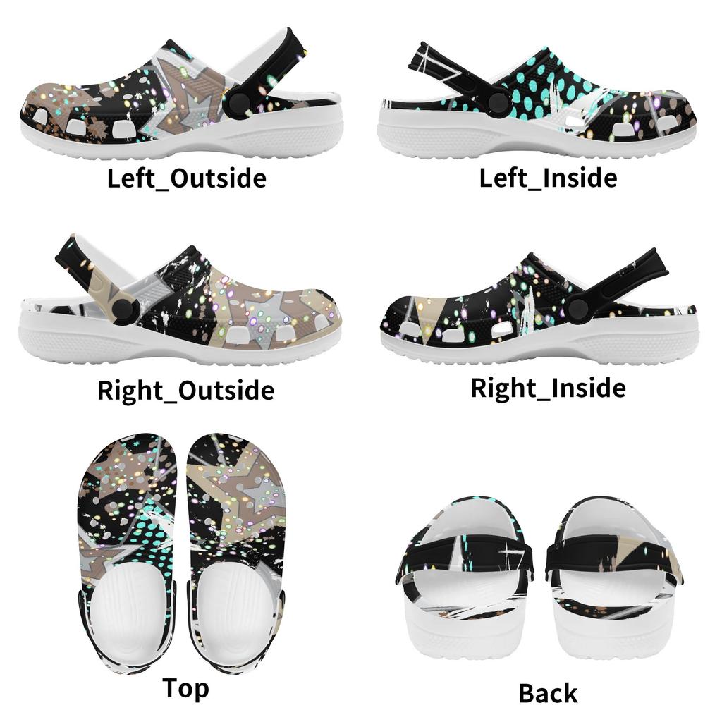 Women Men Color Print EVA Clogs Breathable Lightweight Slip On Garden Shoes for Beach Pool Bathroom Home Sandals Travel Wear