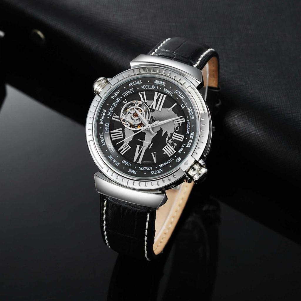 SURVAN WatchDesigner Luxury Hollowout Automatic Mechanical Watch Battery 23K Real Gold Top Leather Design Competition Rose Gold 01 (No Required),