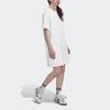 adidas Оригинальное женское платье в полоску с круглым вырезом и короткими рукавами, белое HK5080