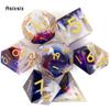 7 Pcs Black Golden Number Sharp Edge Resin Dice Polyhedral Dice Suitable for Role-Playing RPG Board Game