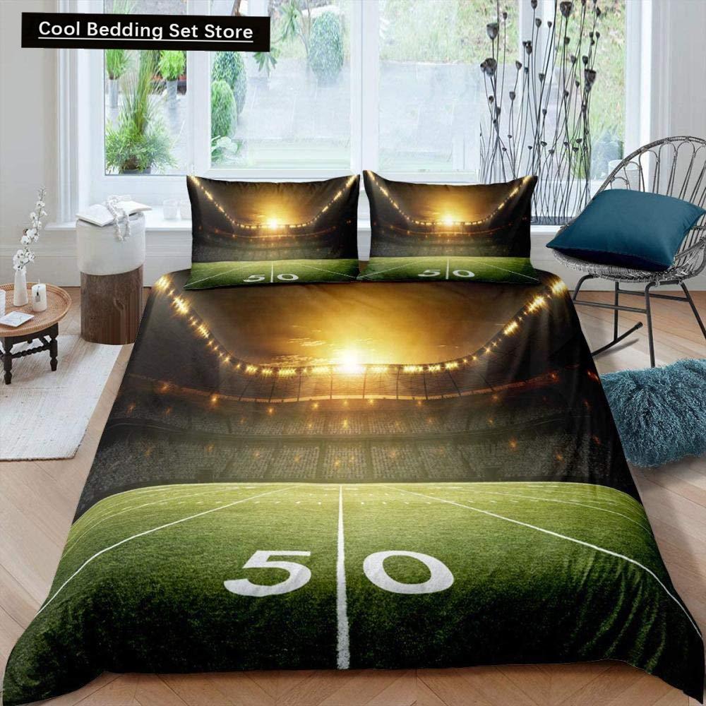 Зеленый футбольное поле King Queen пододеяльник футбольное поле одеяло покрывало мальчики мужчины спортивные игры комплект постельного белья полиэстер пододеяльник