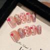 10PCS Heart Cat Eye Rhinestone Fake Nails for Sweetheart Design