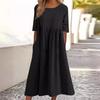 Women's Fashion Summer Spring Solid Color Print 1/2 Sleeves O-Neck Loose Waistline Casual Dresses