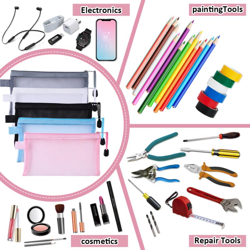 10 шт., прозрачная сетчатая косметичка для макияжа, многофункциональная сумка-органайзер на молнии (5 цветов