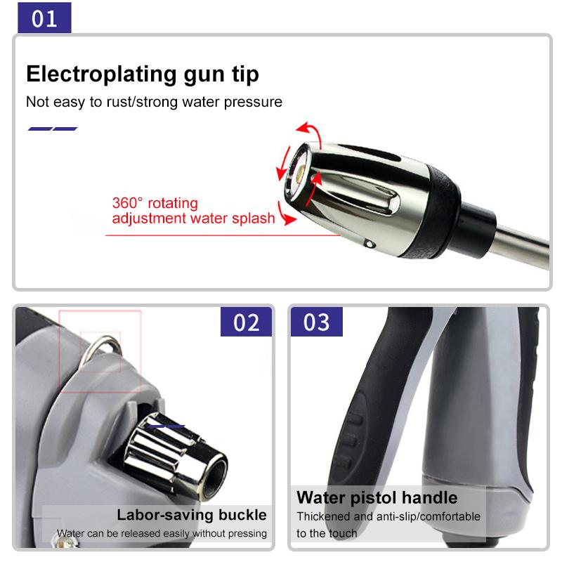 SEAMETAL Пистолет для воды высокого давления, регулируемая металлическая распылительная насадка, нескользящая ручка, водяной разбрызгиватель для дома, сада, мойки автомобилей