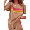 Minimalist Female Lounge Set With Color Blocking Polyester Blend For Casual Wear