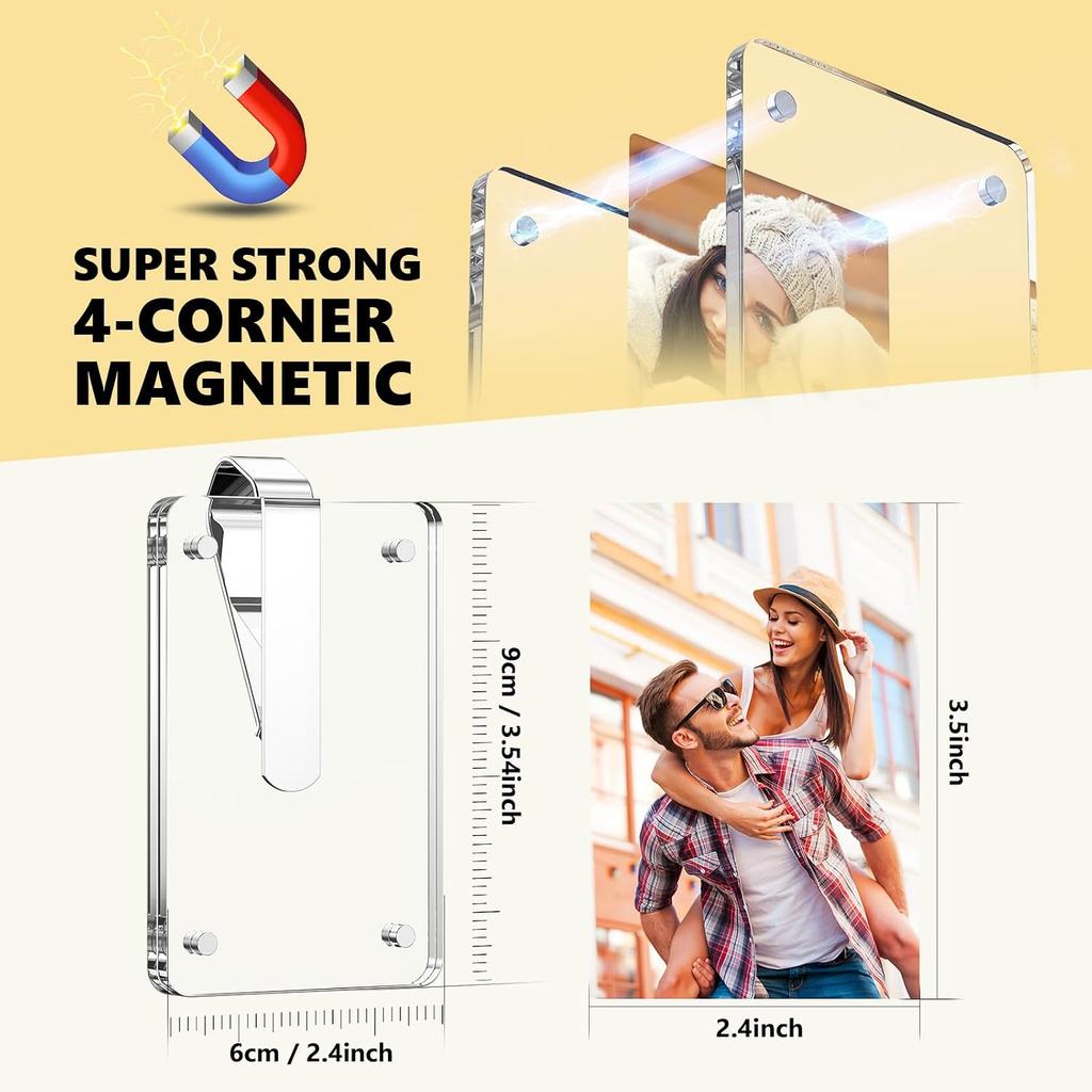 2/4/8Pcs Car Picture Holder, Acrylic Magnetic Personalized Photo Holder Car Accessories Car Photo Holder Car Visor Clip,Personalized Car Picture Frame