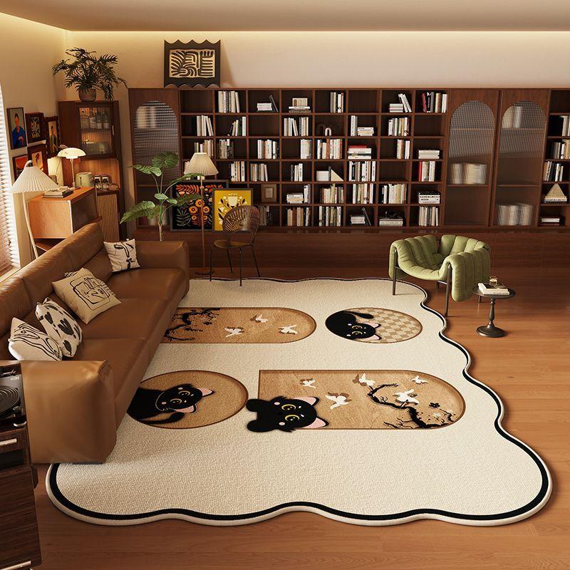Необычный ковер для гостиной в китайском стиле с рисунком из мультфильма, плюшевый коврик для пола в спальне, противоскользящий ковер для дивана, журнального столика