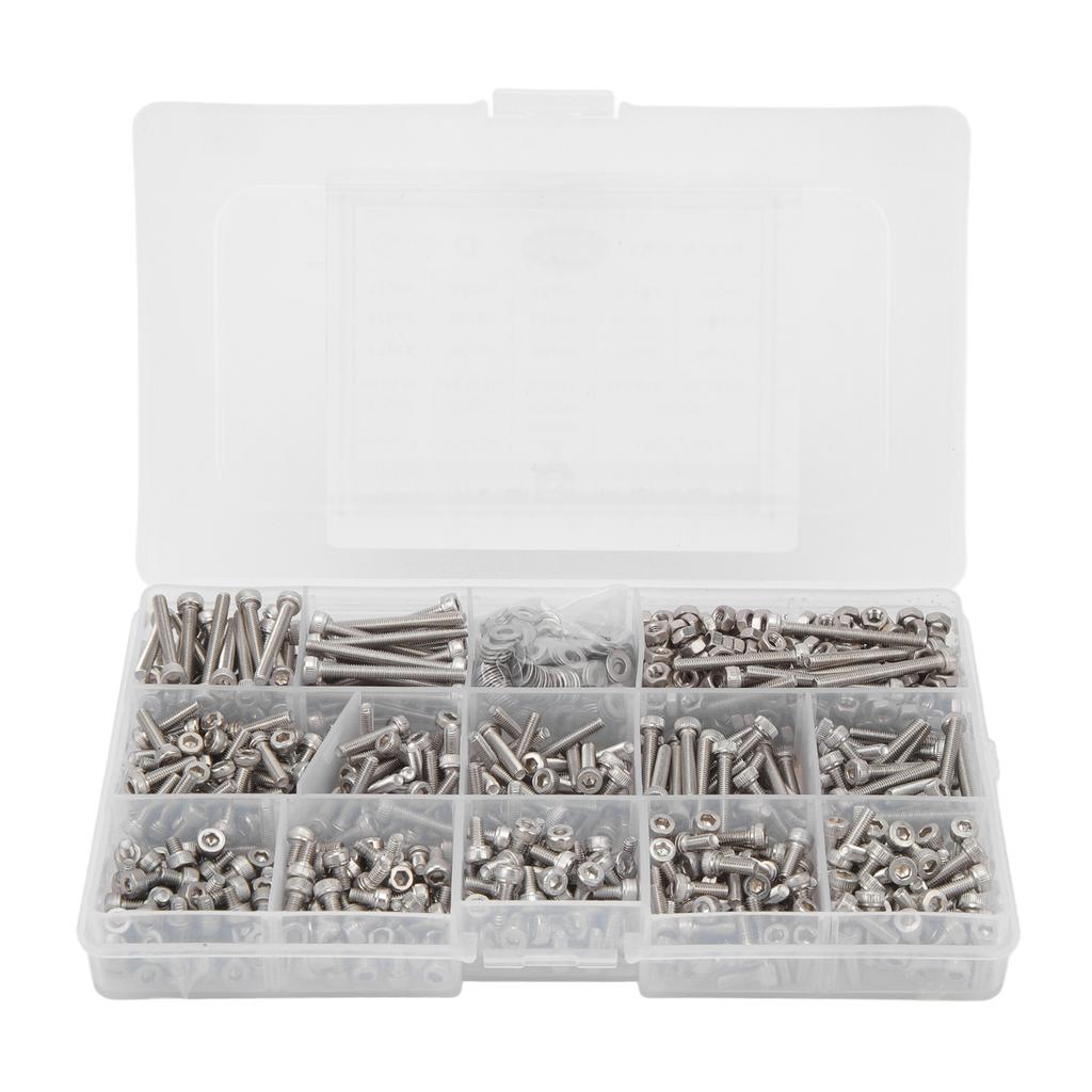 Набор винтов M3 из нержавеющей стали 304, винты с шестигранным углублением, гайки, шайбы, комбинированный набор
