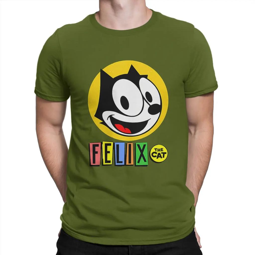Fan T Shirt Men Pure Cotton Amazing T-Shirts O Neck F-Felix The Cat Cartoon Tees Short Sleeve Tops Printing