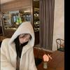 Women's Autumn And Winter Imitation Fur Hooded Coat Medium And Long Solid Color Coat Long Sleeve Jacket