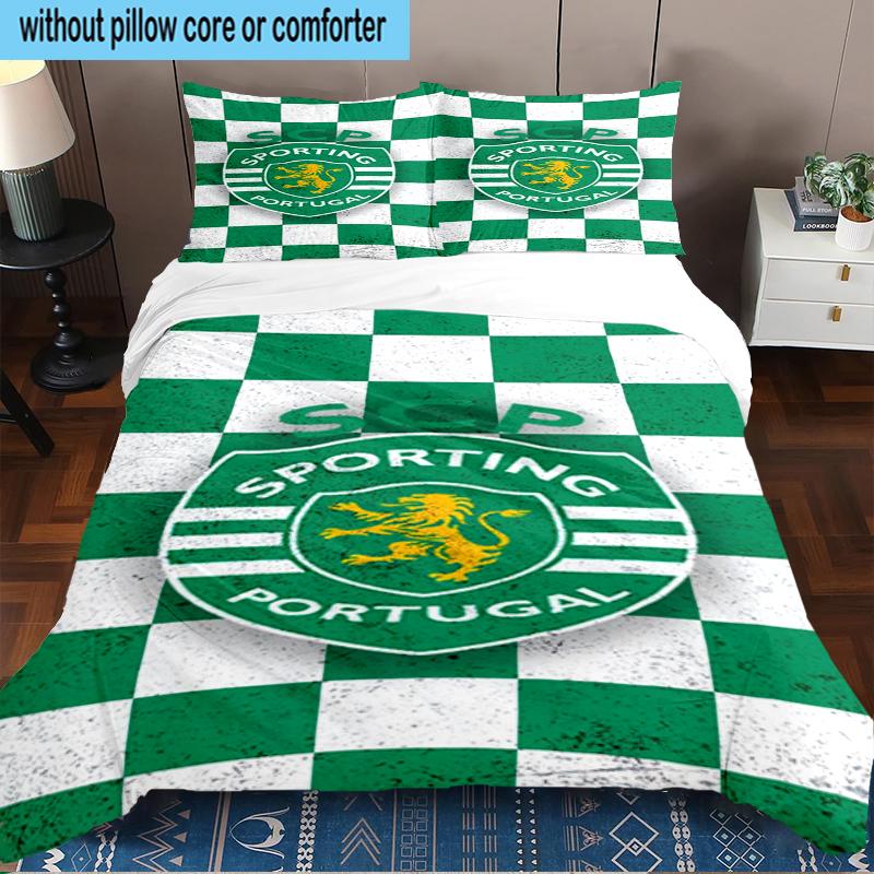 Sporting Portugal Crest 3PCS Bedding Set 2D Printing (Includes 1 Duvet Cover + 2 Pillowcases Coreless), Bedroom decor,Fan gift