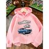 Children's Retro Sports Car Drawing Printed Hoodie Loose Casual Fashion Long-sleeved Top Spring and Autumn Models