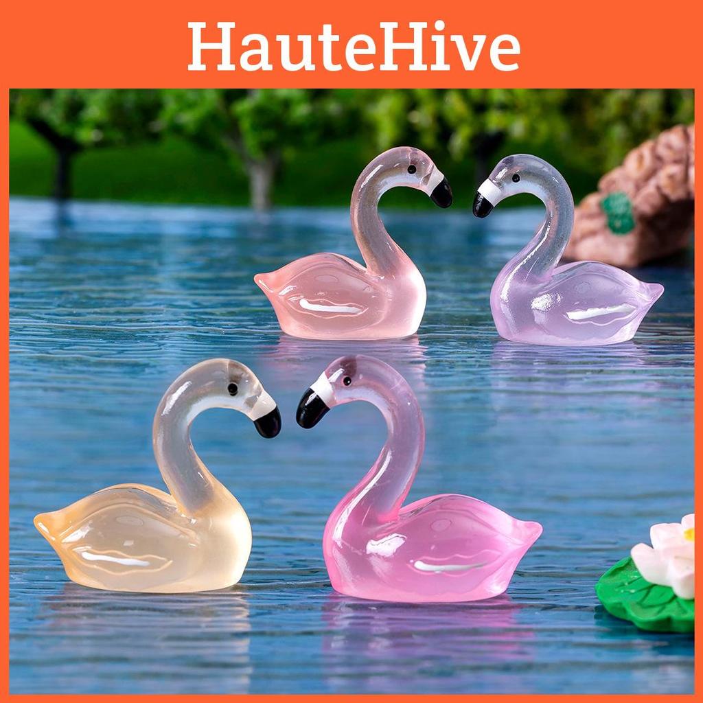 Creative Night Light Pink Flamingo Resin Ornament Cute Luminous Figurine For Desk