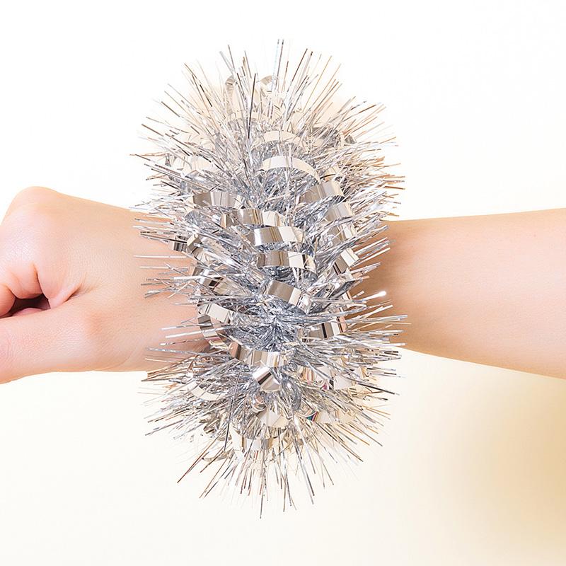 Metallic Tinsel Wrist Corsage Bracelets,Bulk Sparkly Pom Pom Wristbands for Kids Dance Recitals,Cheerleading & Party Decor