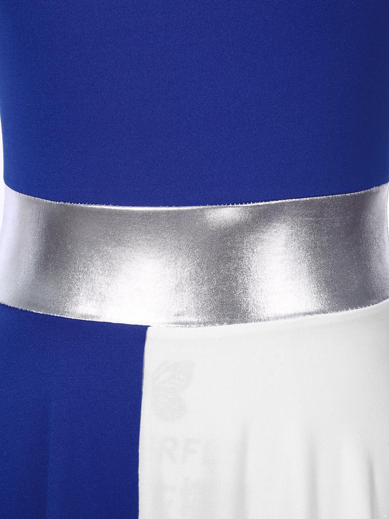 Женское платье для танцев на одно плечо, дизайн пэчворк с цветовыми блоками, асимметричный подол, без рукавов, платье для выступлений