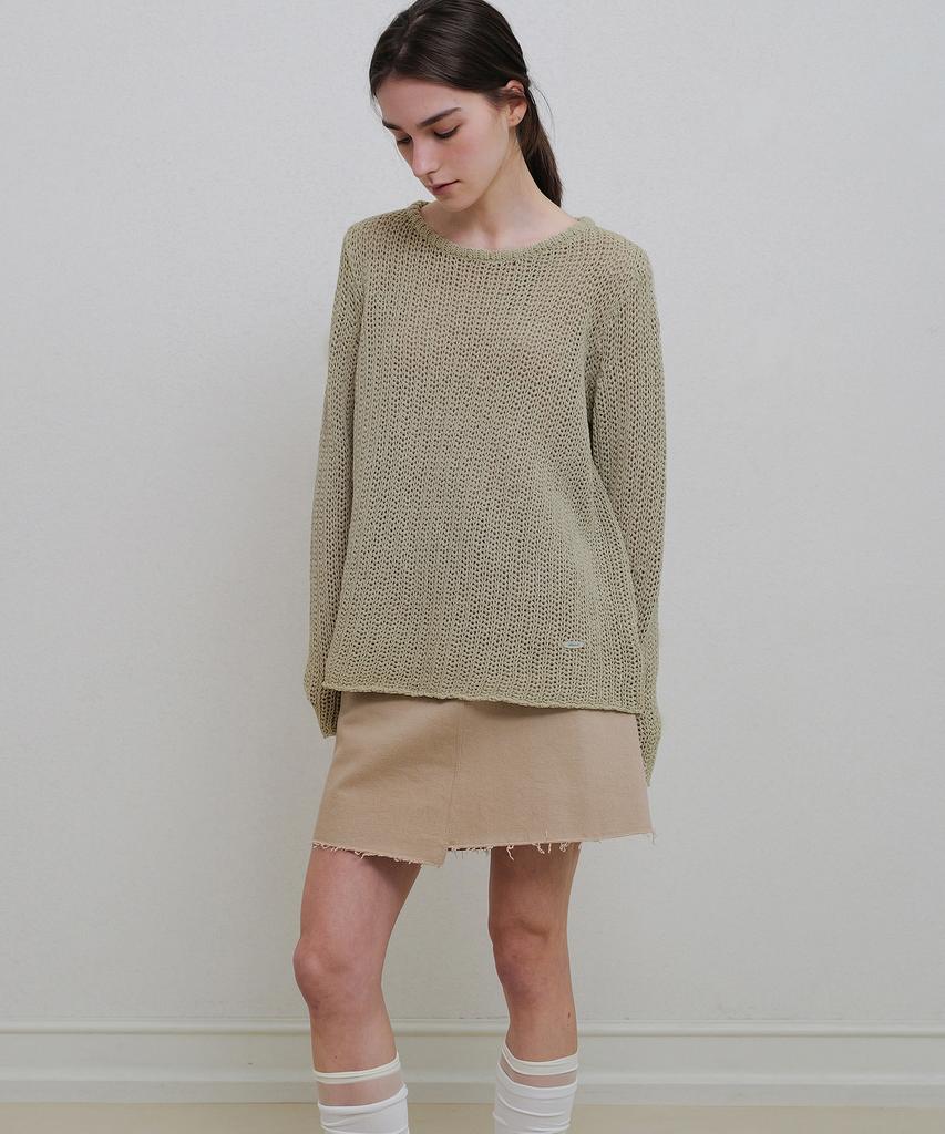 Annies Cotton Twill Mini Skirt (Beige)