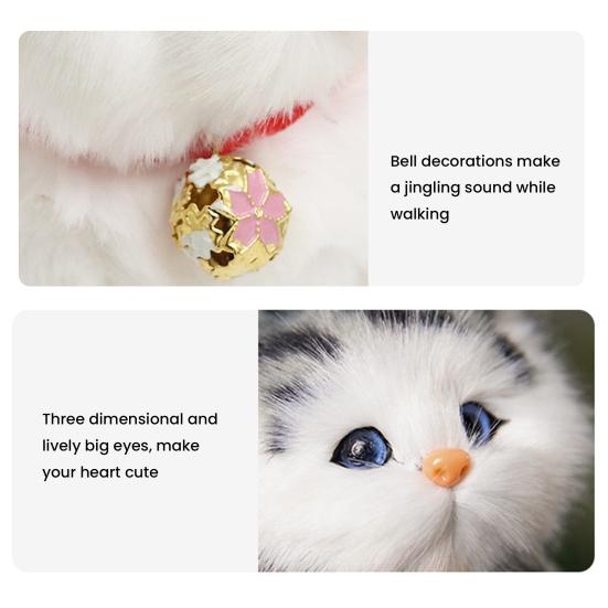 Realistic Meowing Kitten Plush Toy Soft Stuffed Kitten Model with Bamboo Charcoal Sleeping Cat Plushie for Air Purification Christmas Birthday Gift