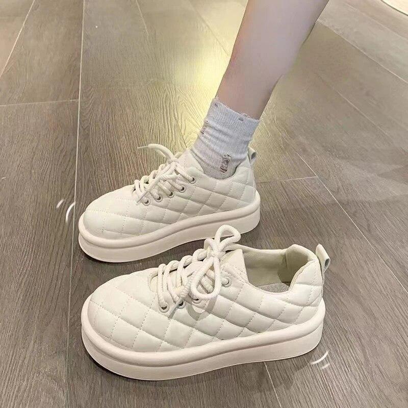 Autumn Winter Plush Warm Women's Cotton Shoes New Breathable Thick Sole Anti Slip Women's Vulcanized Shoes Sneakers