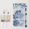 Blue and White Porcelain Retro Scarf: Cotton-Linen Blend with Silk Feel, Ink Painting Floral Design