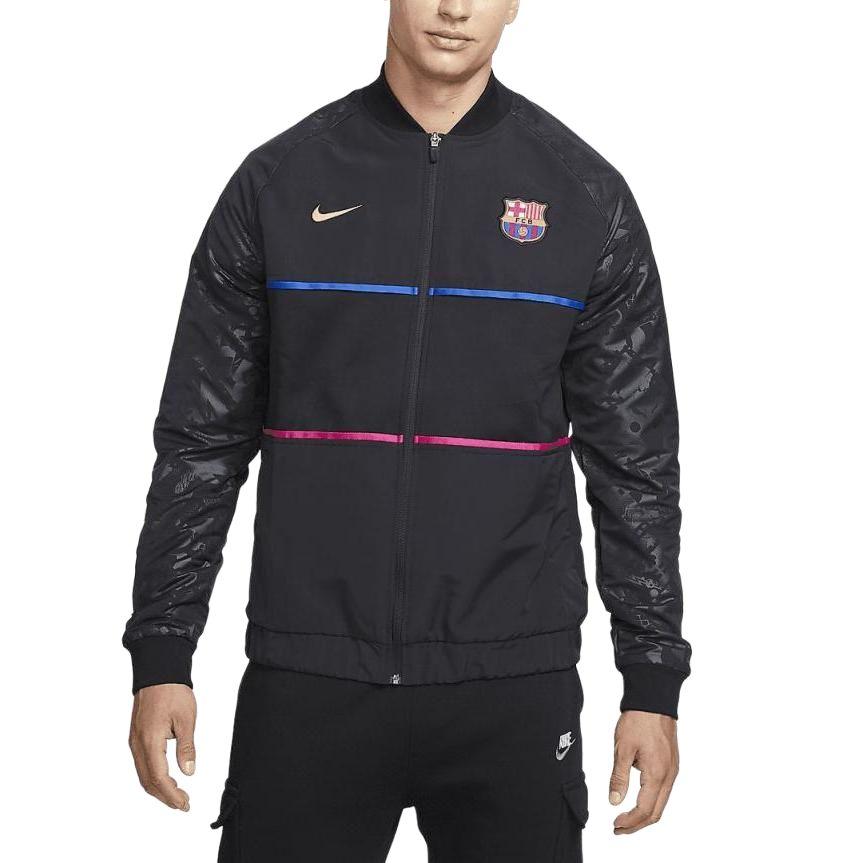 Nike ФК Dri-FIT Барселона Влагоотводящая Футбольная Рубашка с Воротником-стойкой на Молнии с Длинным Рукавом Мужские Топы DB7813-014