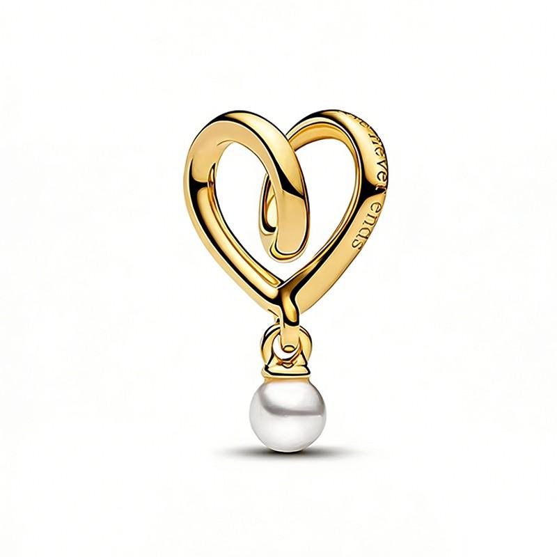 Now Sparkling Gold Heart Shape Envelope Family Multi-Element Charms Bead Pendants Clips Fit Original European Snake Bone Jewelry