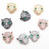2Pcs Green Eyes Leopard Head Metal Fashion Accessories For Jewelry Component DIY Charm Decoration