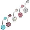Zircon Crystal Ball Belly Button Rings Stainless Steel Shiny Body Jewelry Gem Navel Piercing  Men