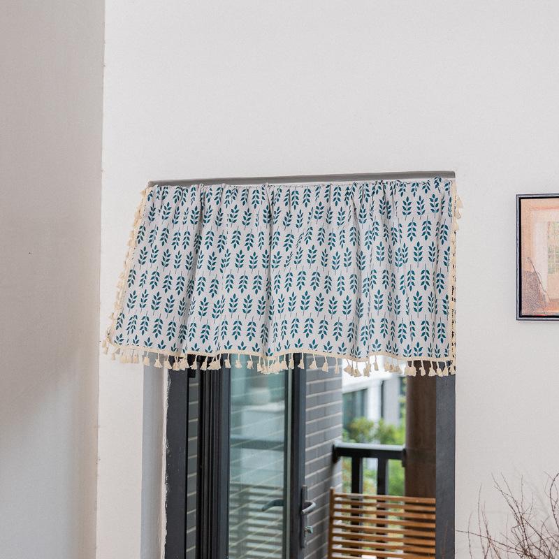 Small Fresh Non-Punching Coffee Curtain, Kitchen Through Pole Type Half Curtain, Bedroom Floating Curtain Printing Half Door Curtain