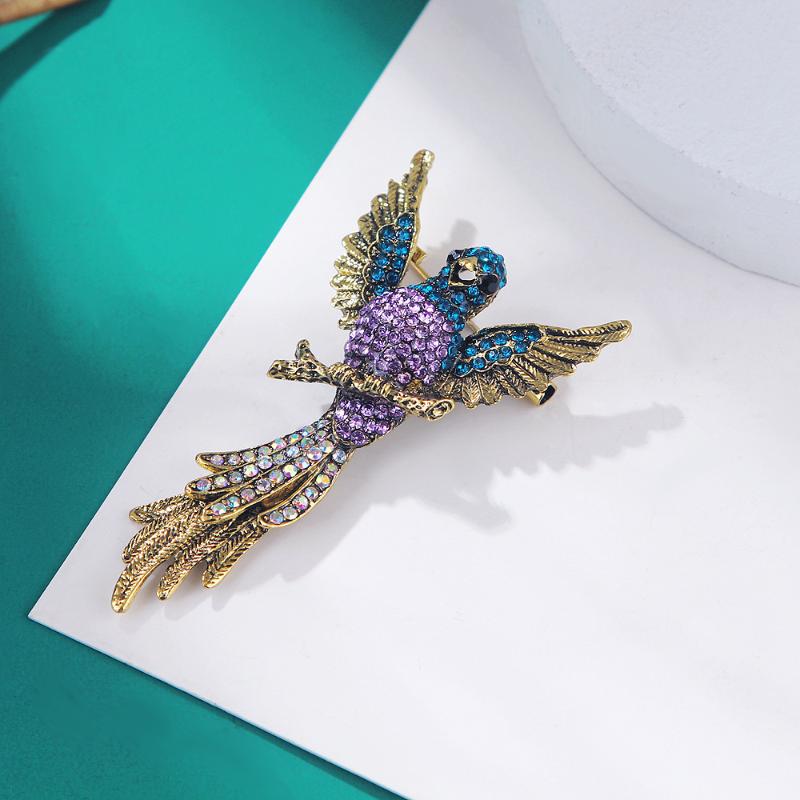 Exquisite Luxury Full Crystal Animal Hummingbird Brooches For Women Clothing Coat Accessries Gifts