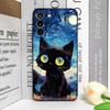 Художественный черный кот Звездная ночь Чехол для телефона для Samsung S24 S23 S22 S21 S20FE Plus Ultra Чехол для Samsung Galaxy S25 Edge Fundas