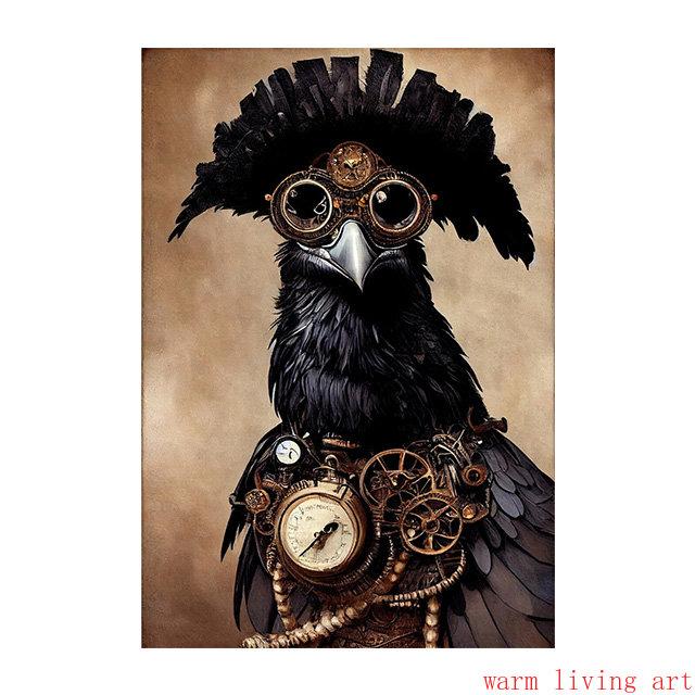 Retro Steampunk Cat Wolf Astronaut Rabbit Poster Art Canvas Painting Funny Animal Tiger Gorilla Poster Living Room Home Decor