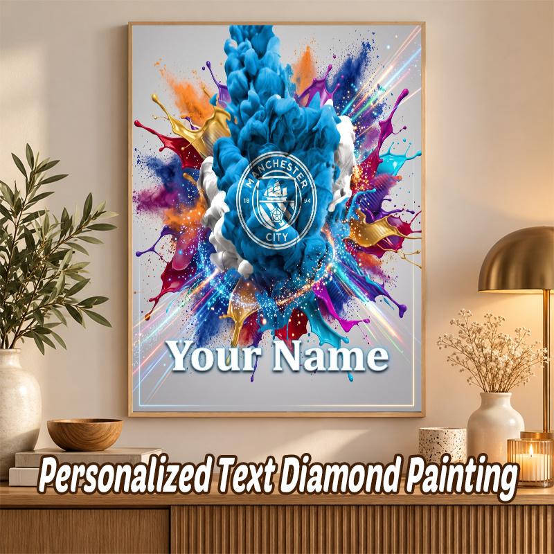Manchester City Custom Name Text 5D Diamond Painting Kit DIY Full Drill Diamond Art Decoration