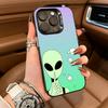 Cute Cartoon Alien For iPhone 17 16 15 14 13 12 11 Pro Max XS  17 Air Silicone Colored Silver Bumper Cover