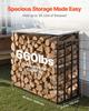 Firewood Rack with Sloped Roof, 143cm Outdoor Firewood Holder, 1/4 Cord Log Storage Shed, 299kg Max Weight Capacity, Powder-Coated Metal Wood Storage