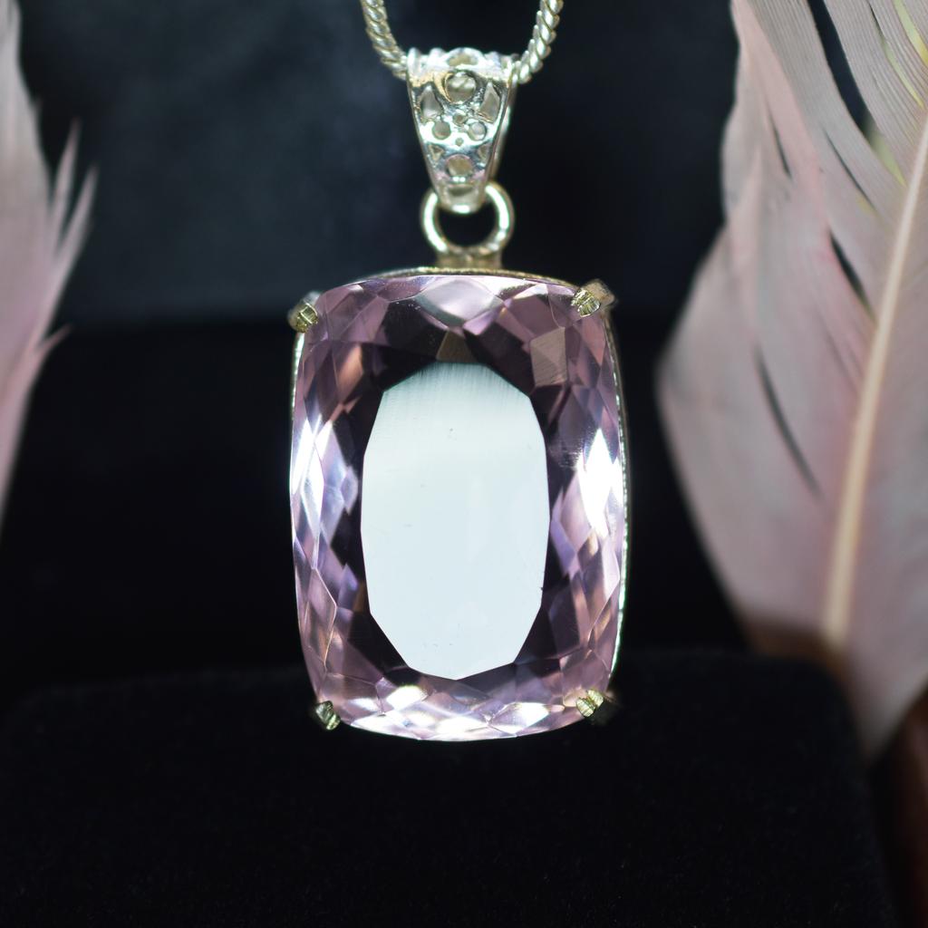 Natural Pendant Pink Topaz Emerald 925 Sterling Silver 98.40 Gems CERTIFIED My-409-k